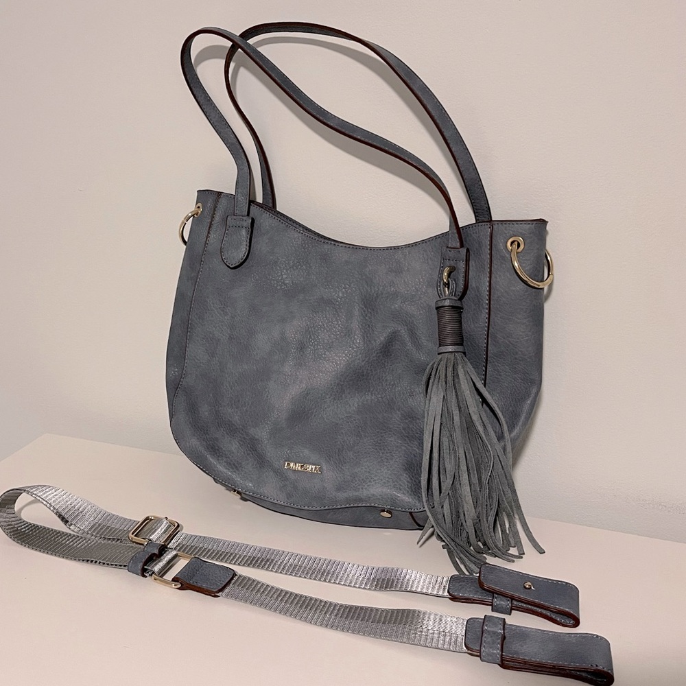 Vegan Pink Stix Blue Purse (Shoulder Bag with Crossbody Option)